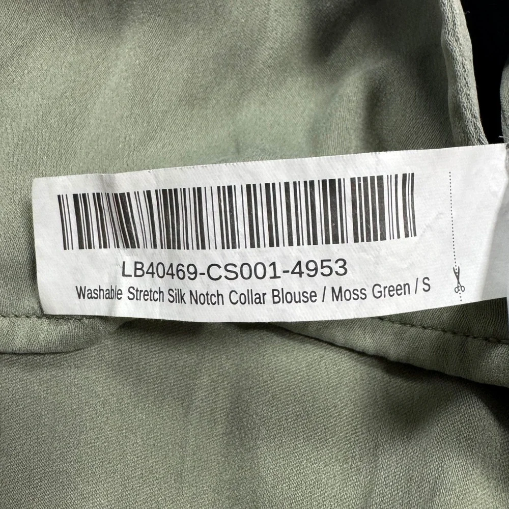 Quince Washable Stretch Silk Notch Collar Blouse Moss Green Womens S Luxury